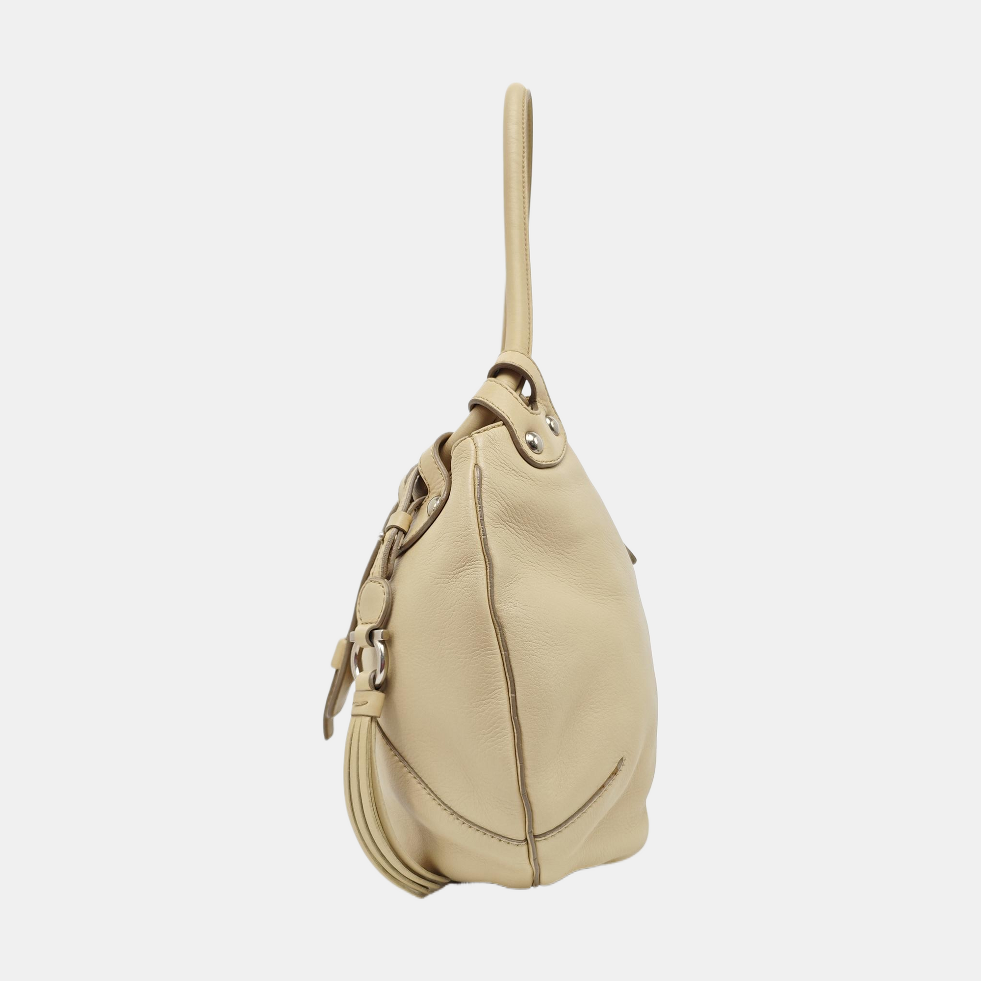Calfskin Top Handle Bag Beige