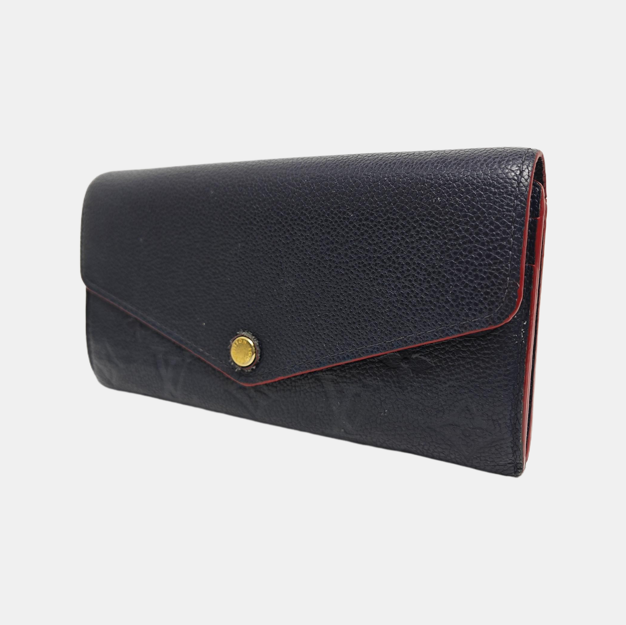 SARAH Monogram Calfskin Blue Wallet