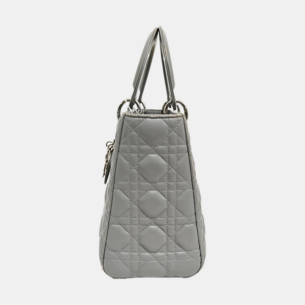 Lady Dior Medium Cannage Lambskin Gray