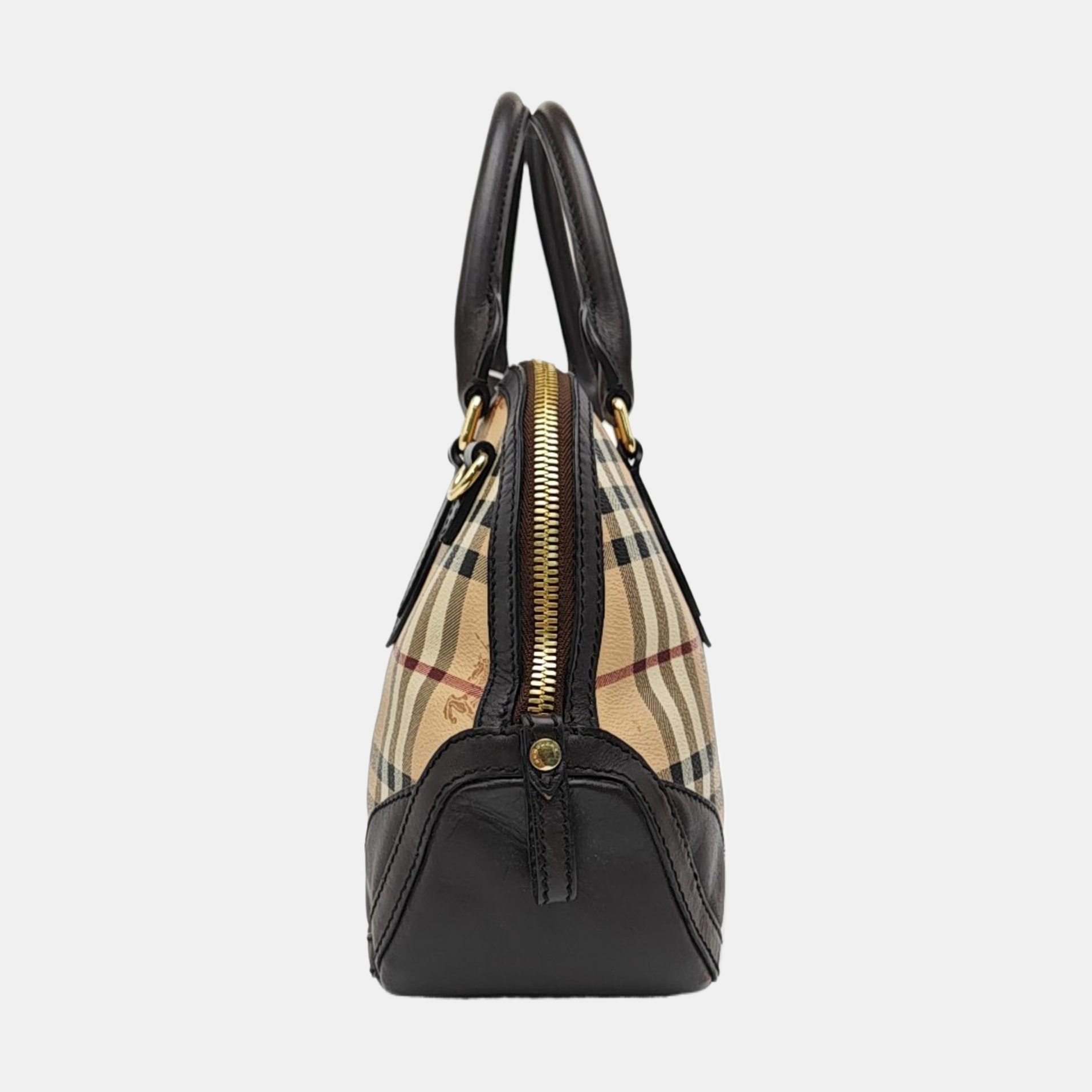 Coated Canvas Top Handle Bag Small Beige