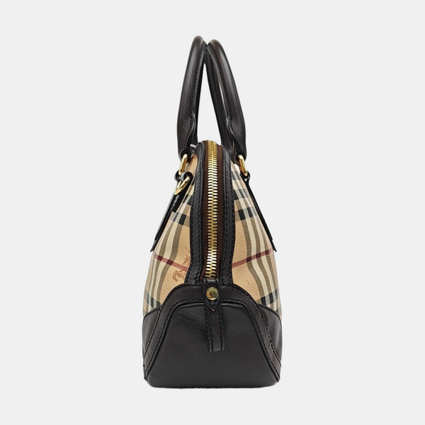 Coated Canvas Top Handle Bag Small Beige