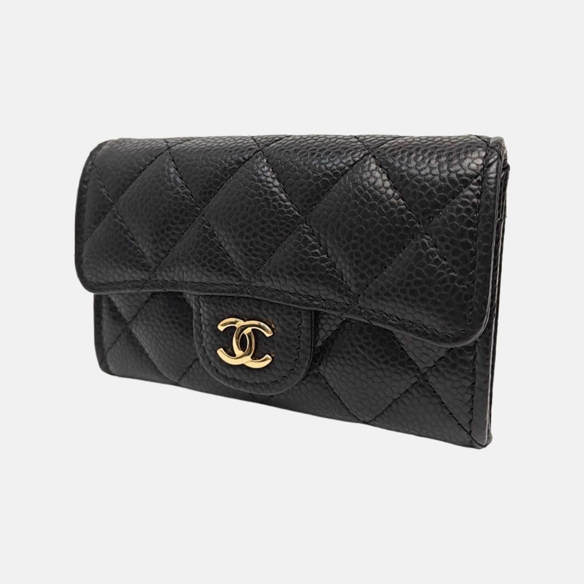CLASSIC FLAP Quilted Grained Calfskin Black Card Holder