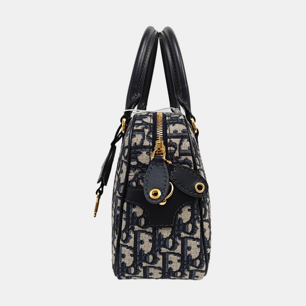 Oblique Canvas Tote Bag Blue