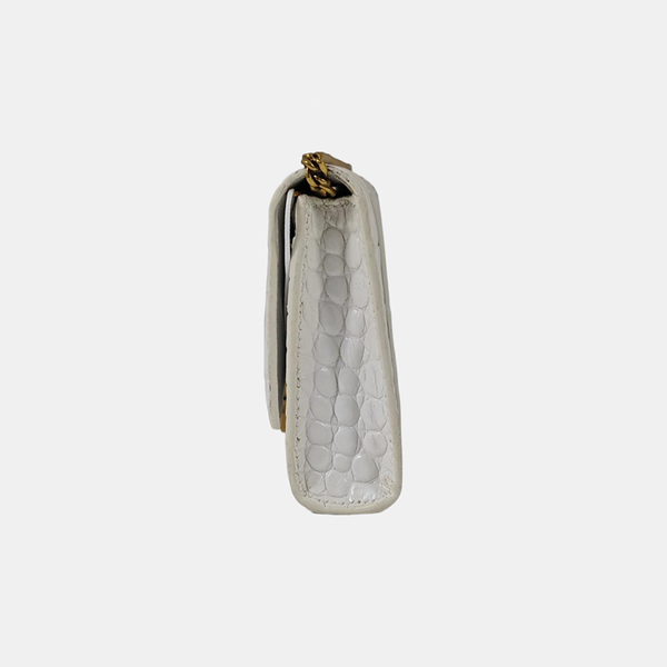 Hourglass Wallet On Chain Mini Calfskin White