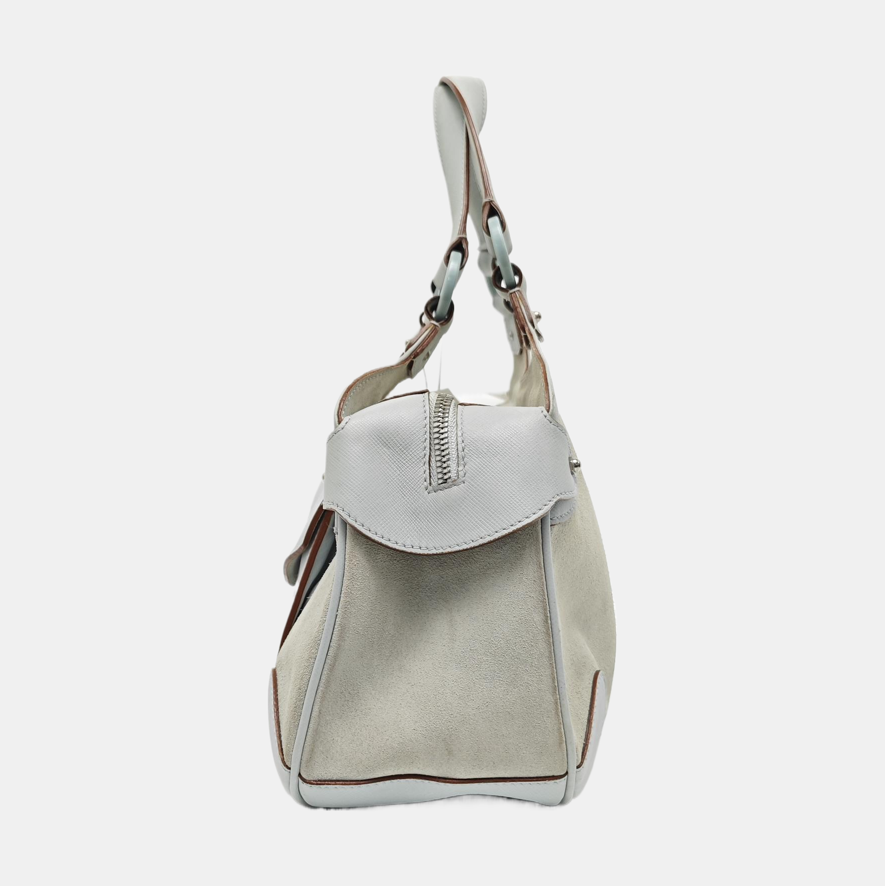 Suede Top Handle Bag Blue