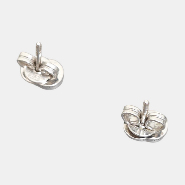 GG Running 18k White Gold Silver Stud Earrings