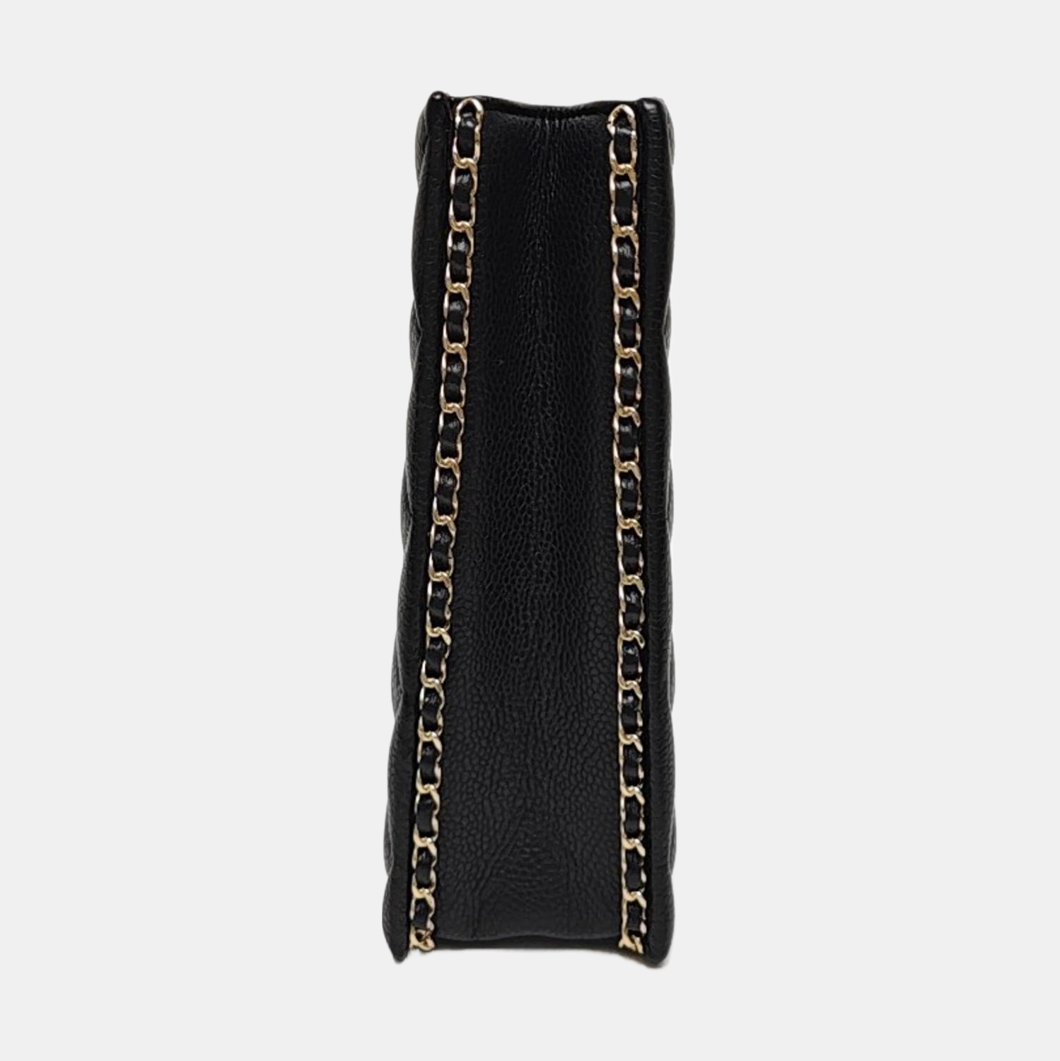 Quilted Grained Calfskin Shoulder Bag Black