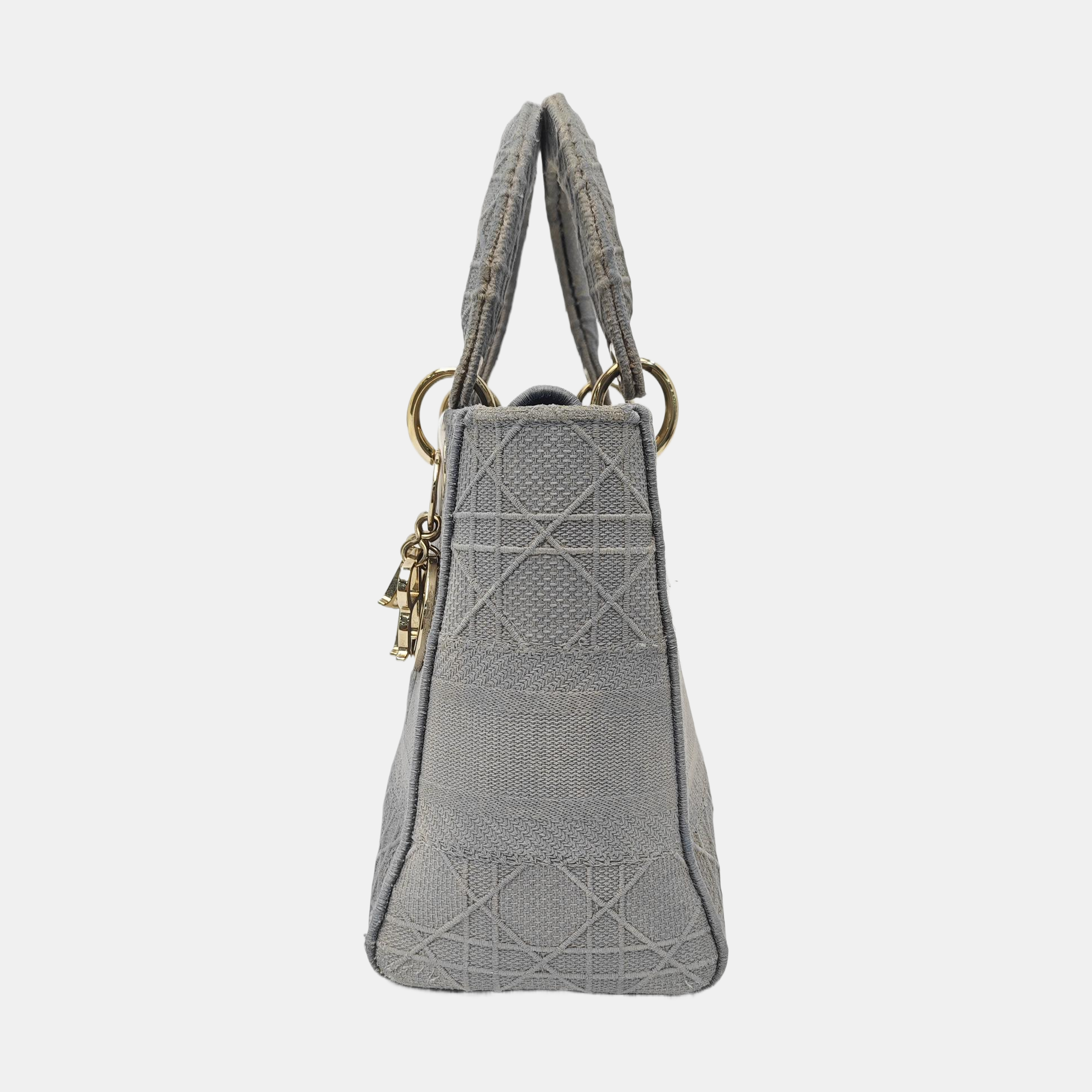 Lady D-Lite Medium Cannage Canvas Gray