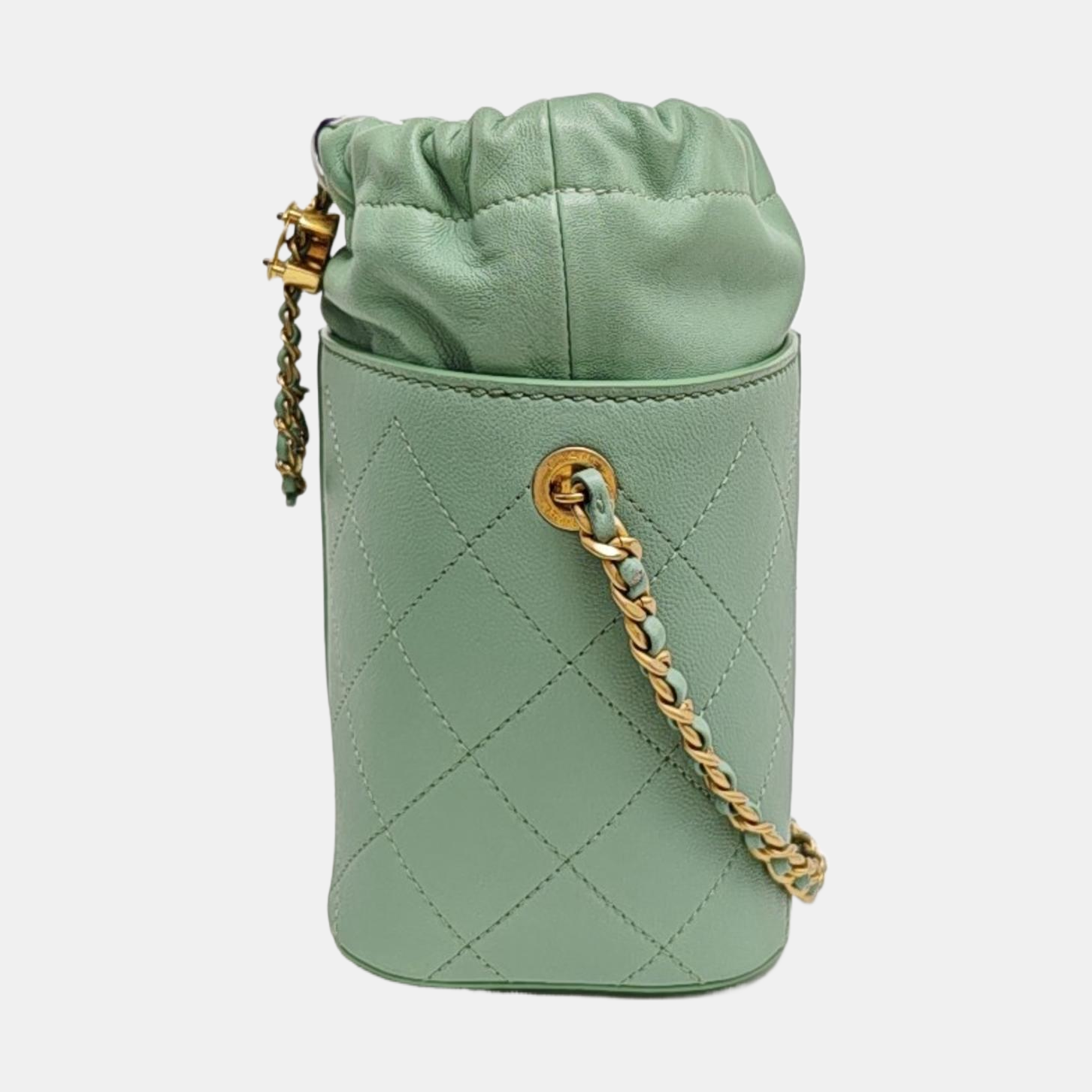 DRAWSTRING Quilted Lambskin Green