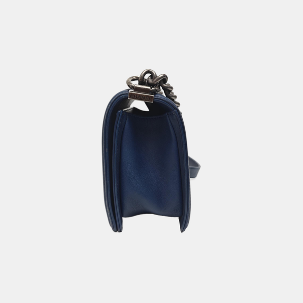 BOY CHANEL Medium Quilted Calfskin Blue