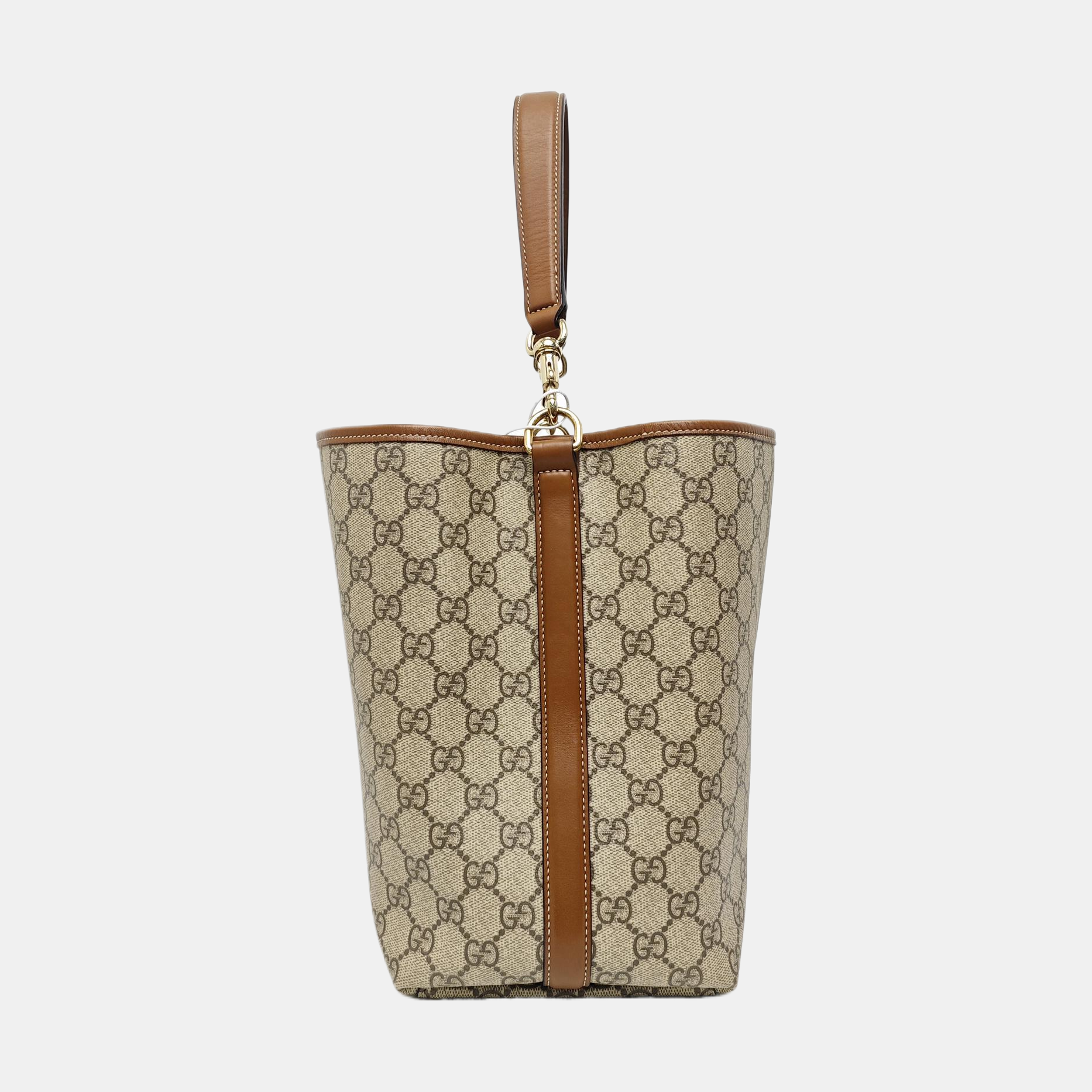 GG Emblem Medium Monogram Coated Canvas Beige