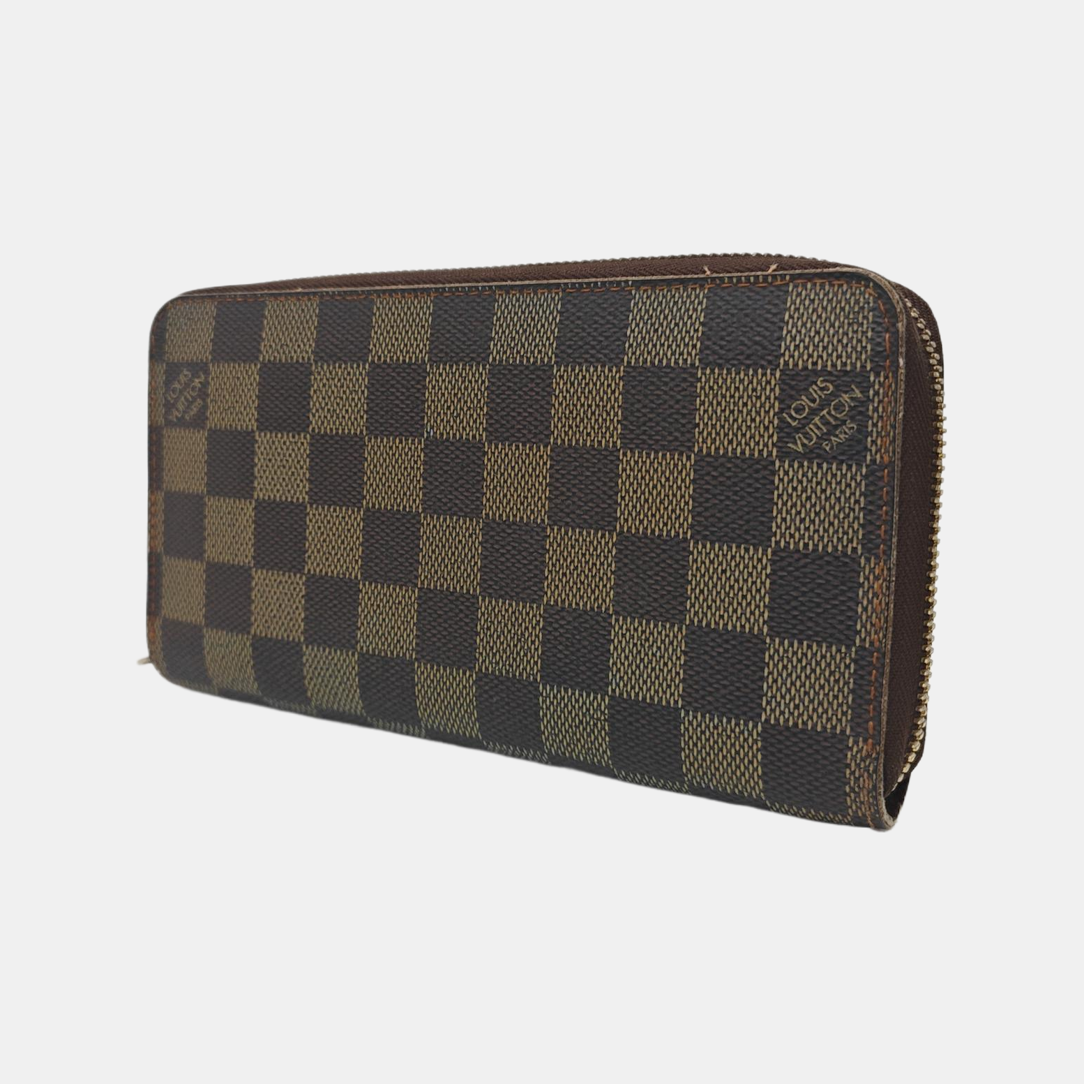 ZIPPY Damier Ebene Coated Canvas Brown Wallet