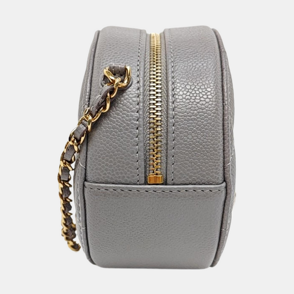 ROUND Quilted Grained Calfskin Gray