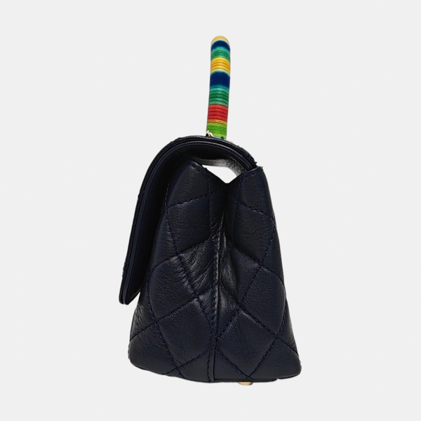 COCO HANDLE Mini Quilted Lambskin Blue