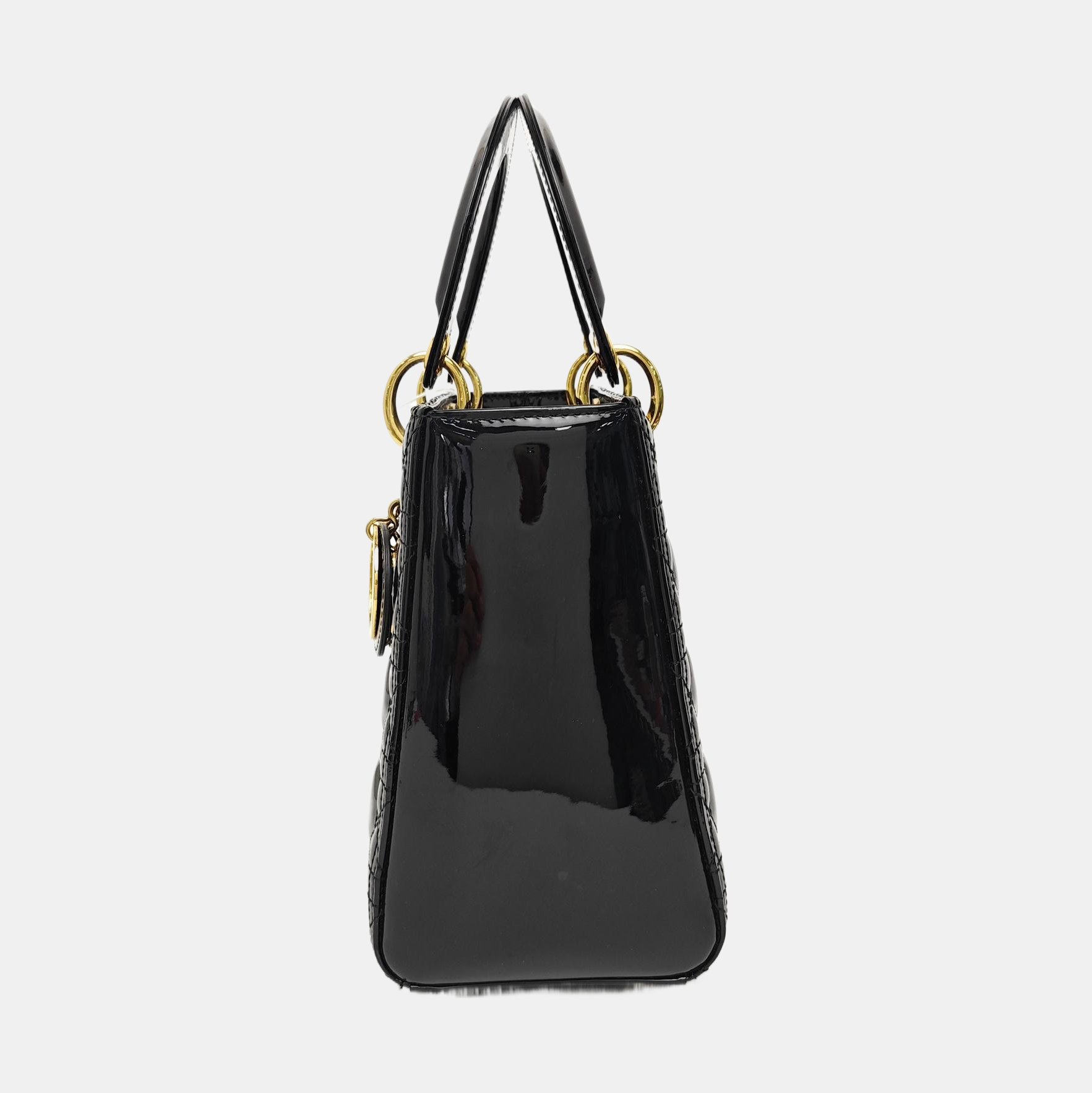 Lady Dior Medium Cannage Patent Leather Black