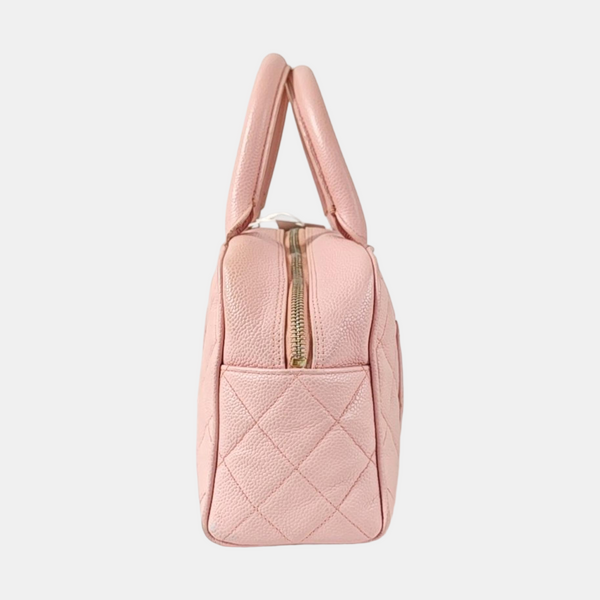 BOWLER Quilted Grained Calfskin Pink