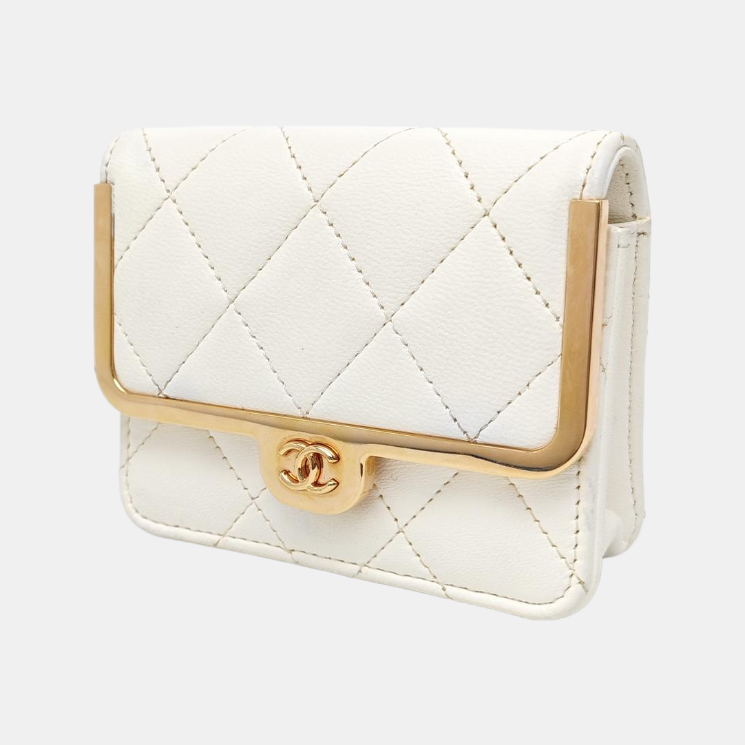 Quilted Lambskin Shoulder Bag White
