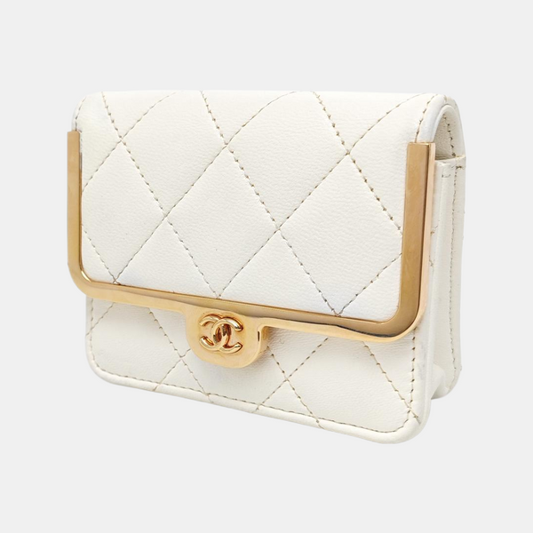 Quilted Lambskin Shoulder Bag White