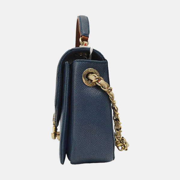 THREAD AROUND Quilted Grained Calfskin Blue