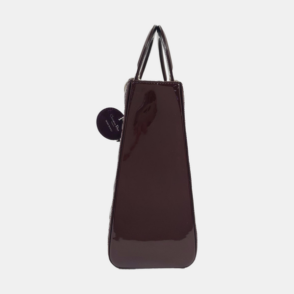 Authenticated pre-owned  Lady Dior Large Cannage Lambskin Burgundy - Tote Bag at Looply