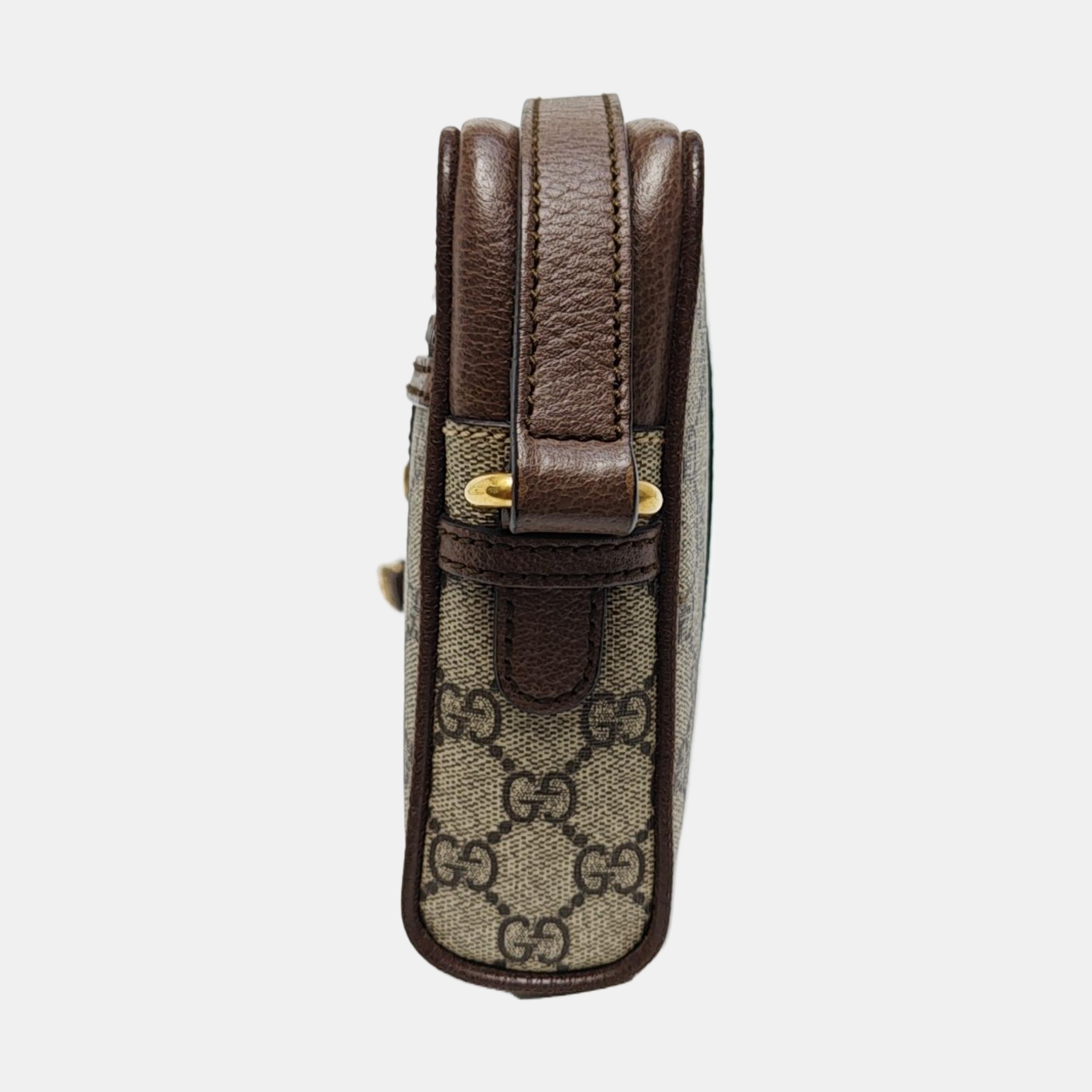 Ophidia Small Monogram Lona Revestida Beige