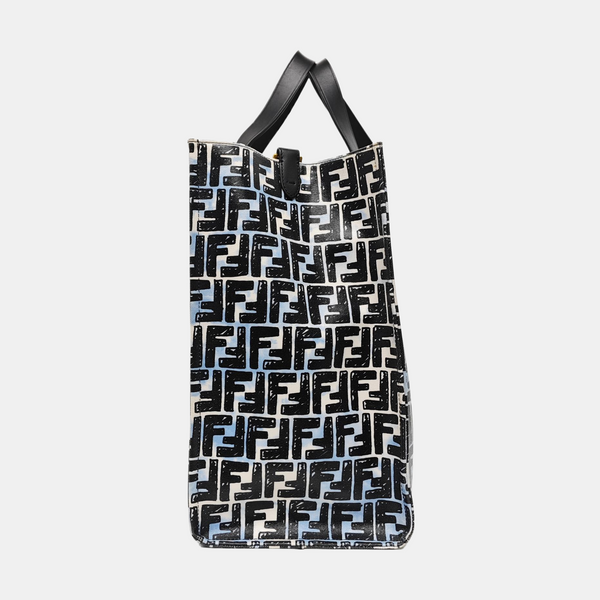 Coated Canvas Tote Bag Blue