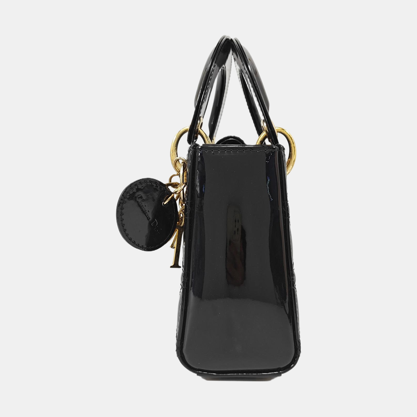 Lady Dior Mini Quilted Patent Leather Black