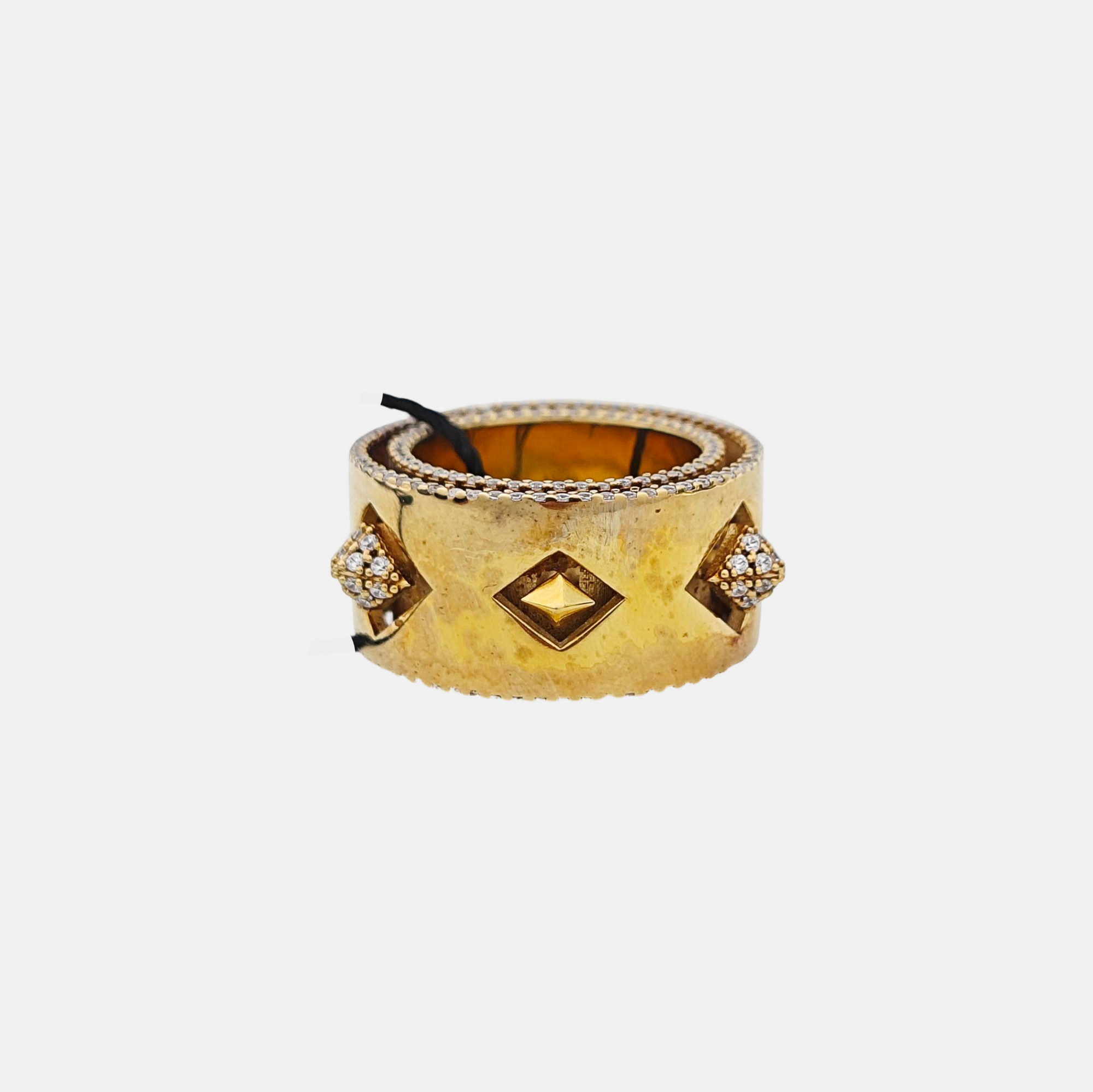 925 Sterling Silver Gold Ring EU 51