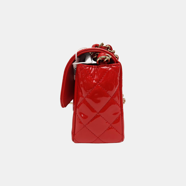 CLASSIC FLAP Mini Quilted Patent Leather Red