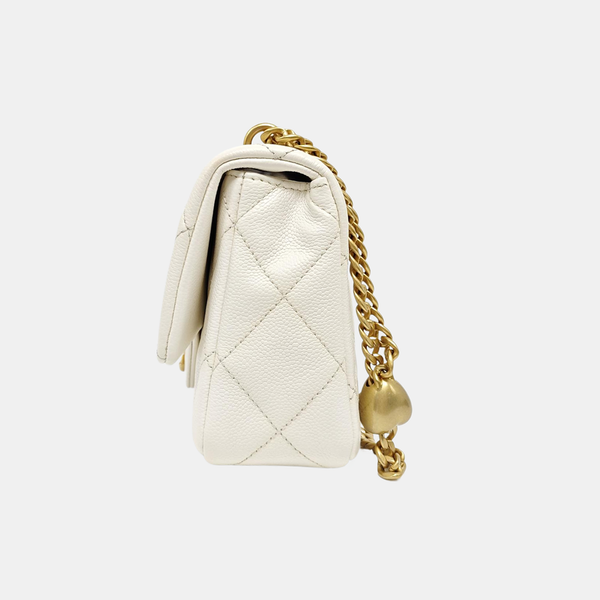 CLASSIC FLAP Small Quilted Grained Calfskin White
