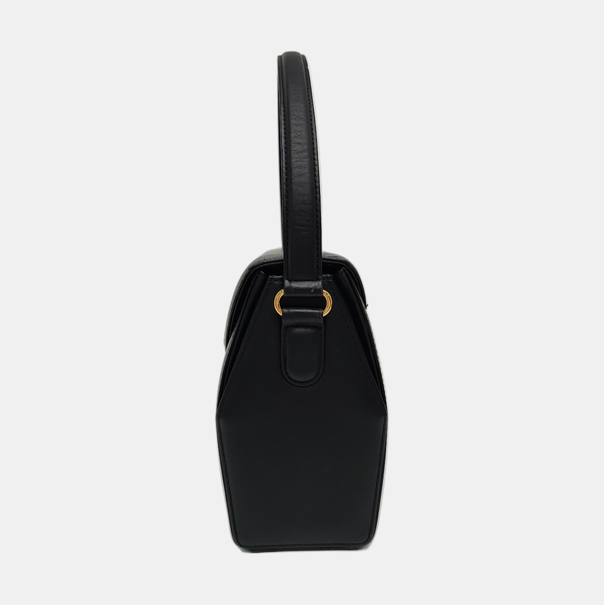 Calfskin Top Handle Bag Black