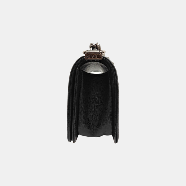 Authenticated pre-owned  BOY CHANEL Small Quilted Grained Calfskin Black - Shoulder Bag at Looply