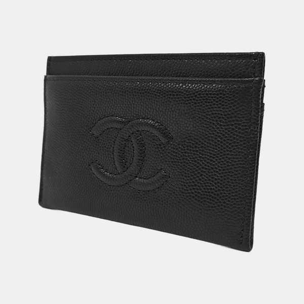 Grained Calfskin Card Holder Black