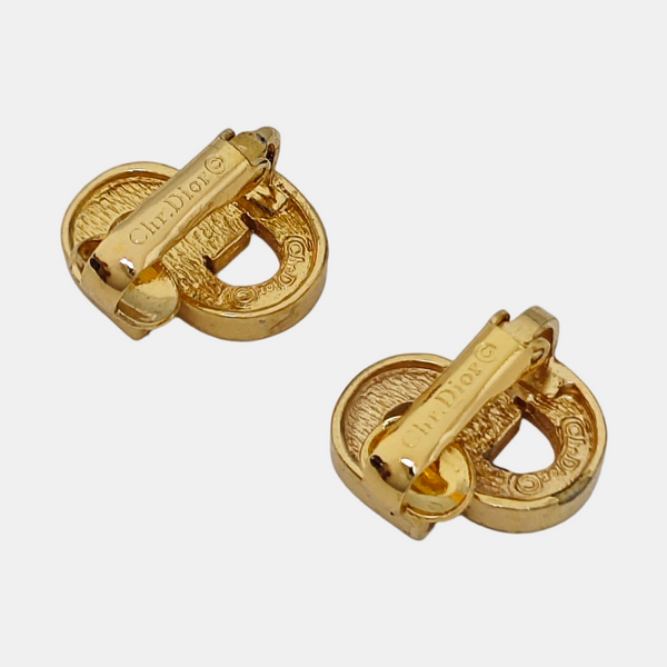Petit CD Metal Gold Clip On Earrings