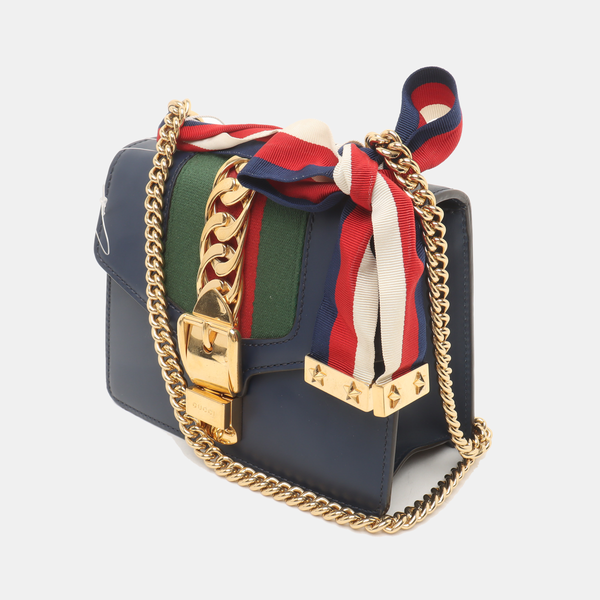 Authenticated pre-owned  Sylvie Mini Calfskin Blue - Shoulder Bag at Looply
