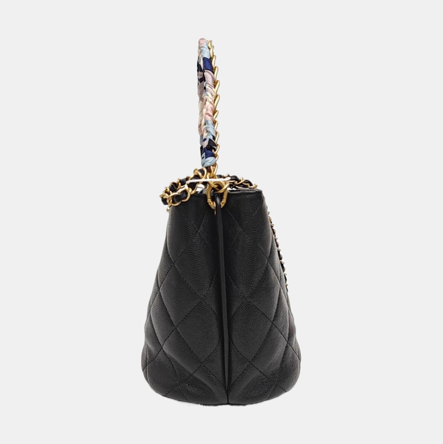 Quilted Grained Calfskin Shoulder Bag Black