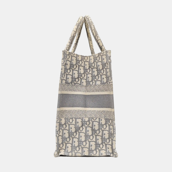 Book Tote Medium Oblique Canvas White