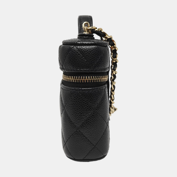 Authenticated pre-owned  VANITY CASE Quilted Grained Calfskin Black - Shoulder Bag at Looply