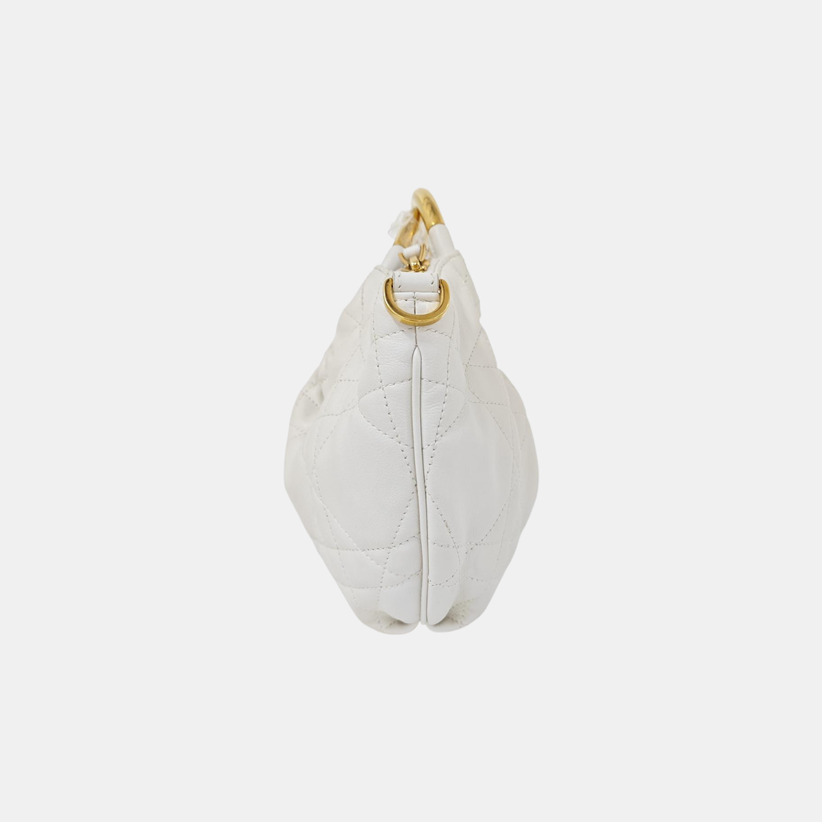 Cannage Calfskin Shoulder Bag White