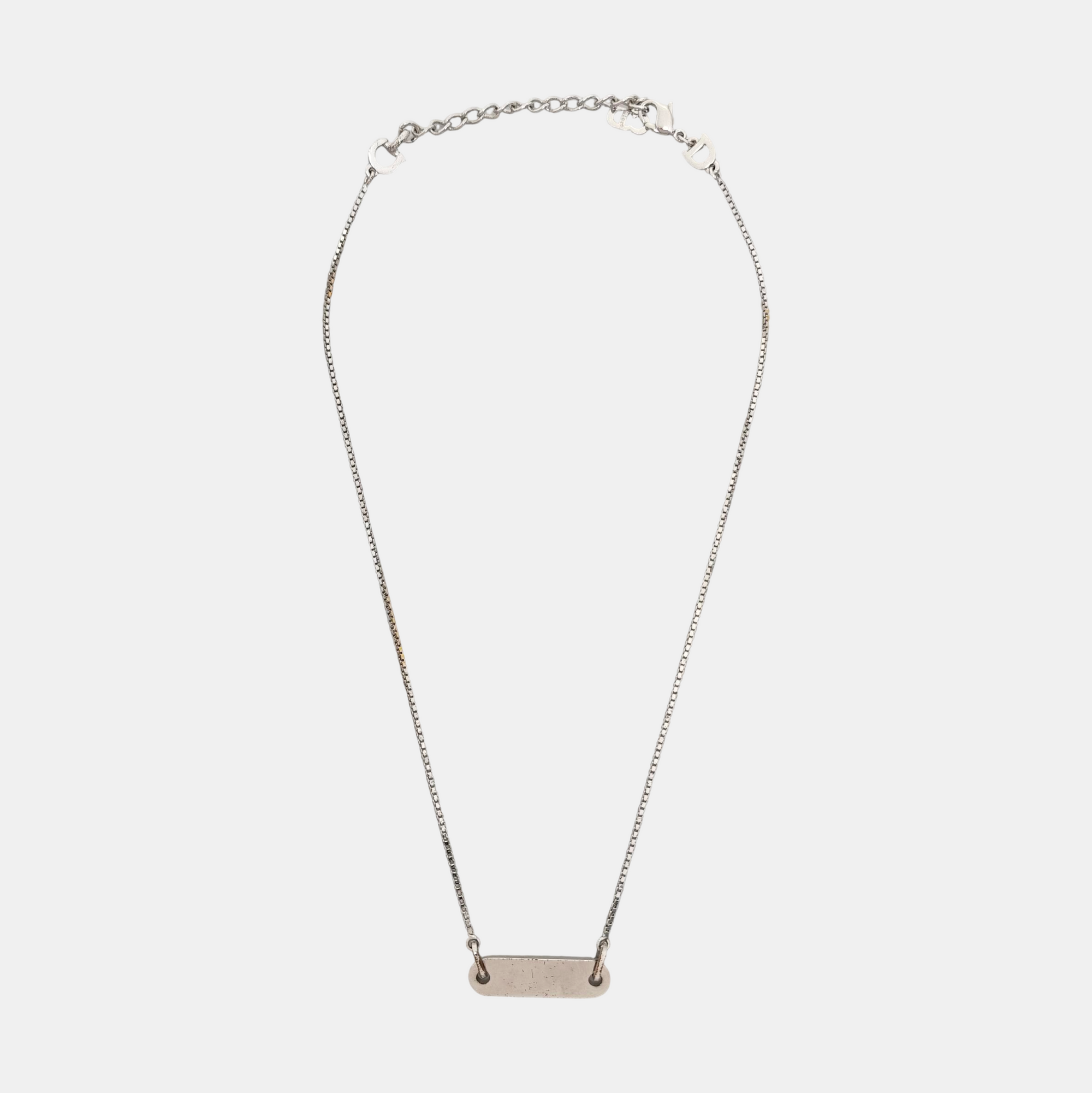 Dog Tag Metal Silver Necklace