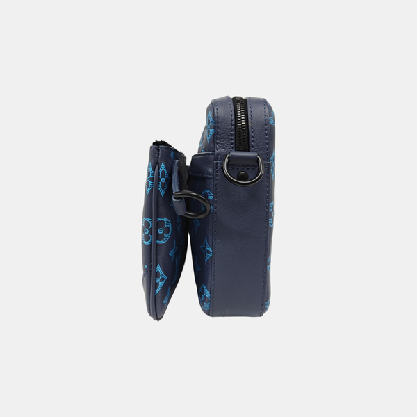 TRIO Monogram Calfskin Blue