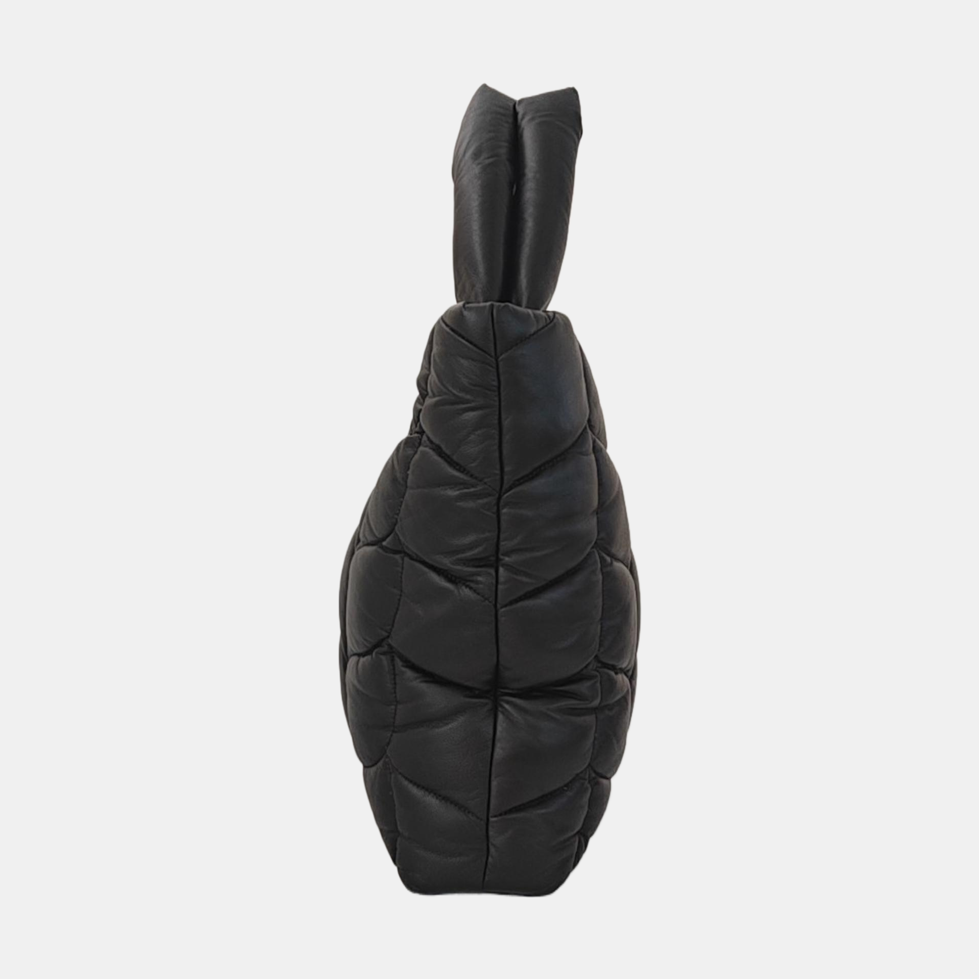 Quilted Leather Top Handle Bag Black