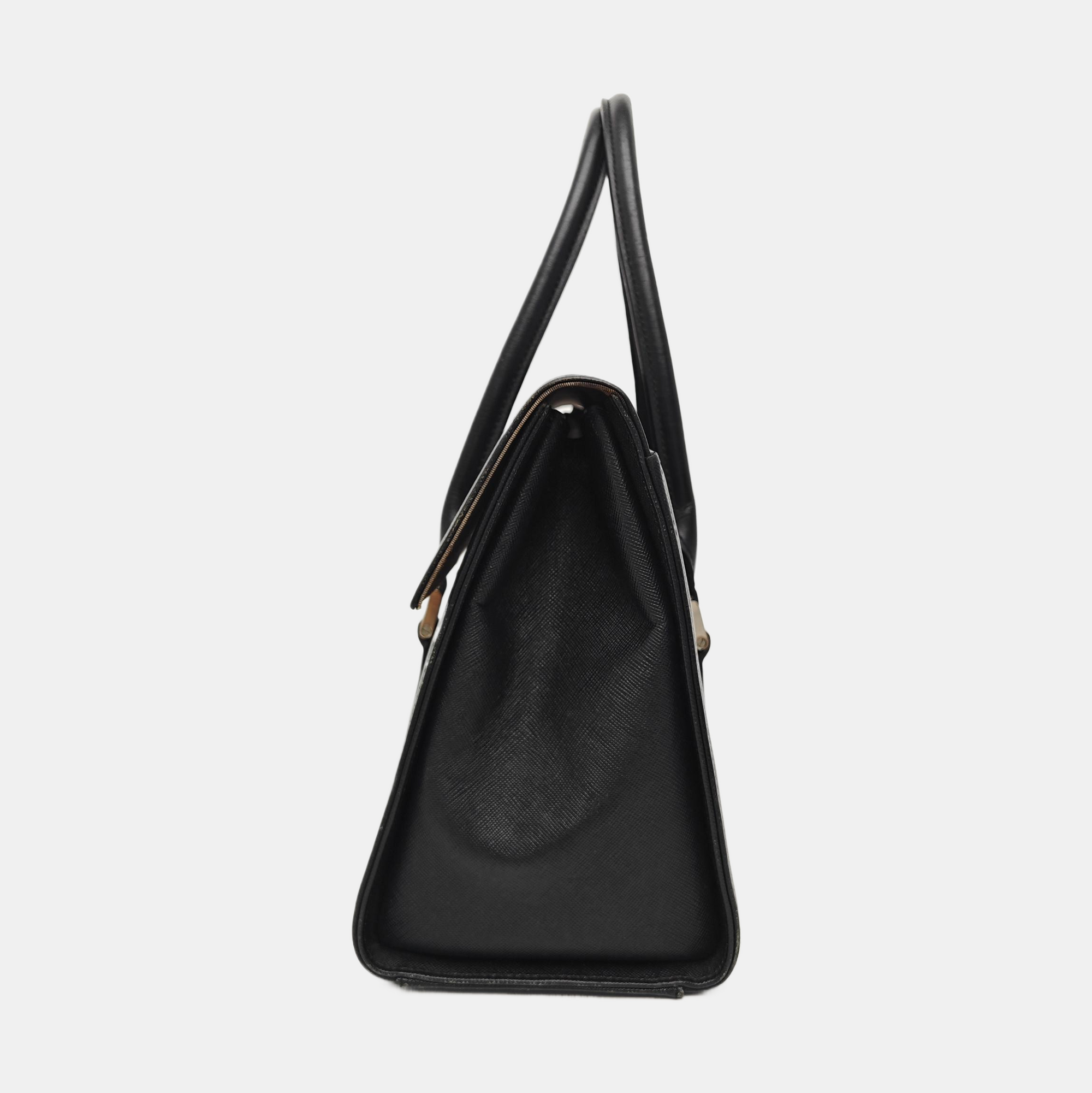 Calfskin Top Handle Bag Black