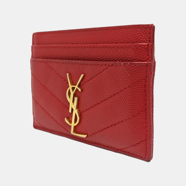 MONOGRAM Quilted Calfskin Red Card Holder