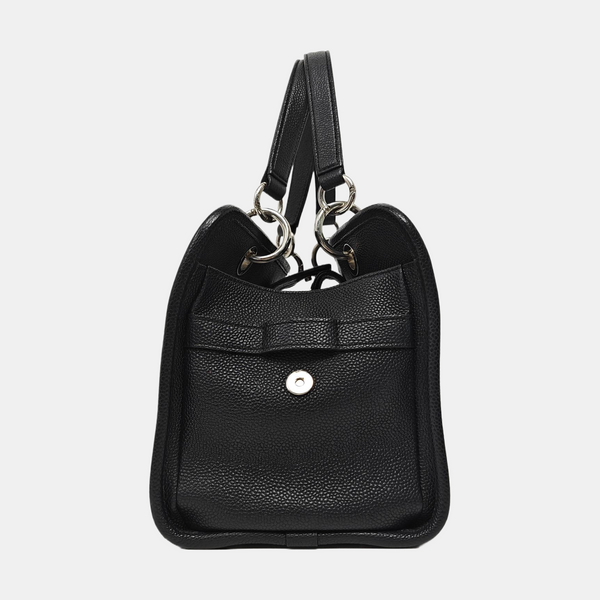 Quilted Grained Calfskin Tote Bag Black