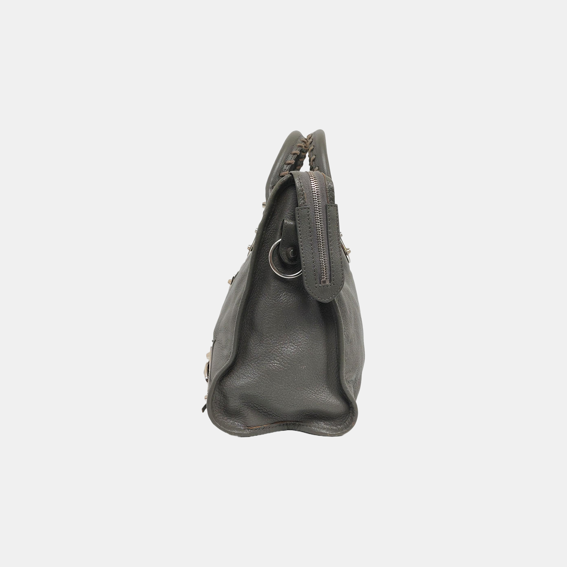 Bolso Classic Metallic Edge City Mediano de Piel de Cordero Gris