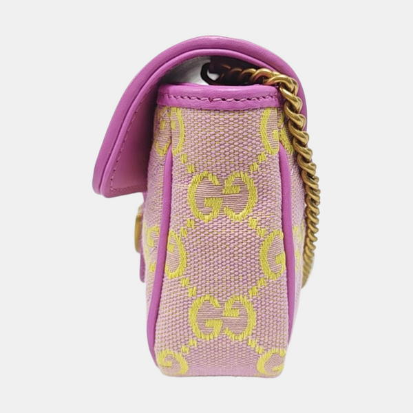 GG Marmont Mini Quilted, Monogram Canvas Pink