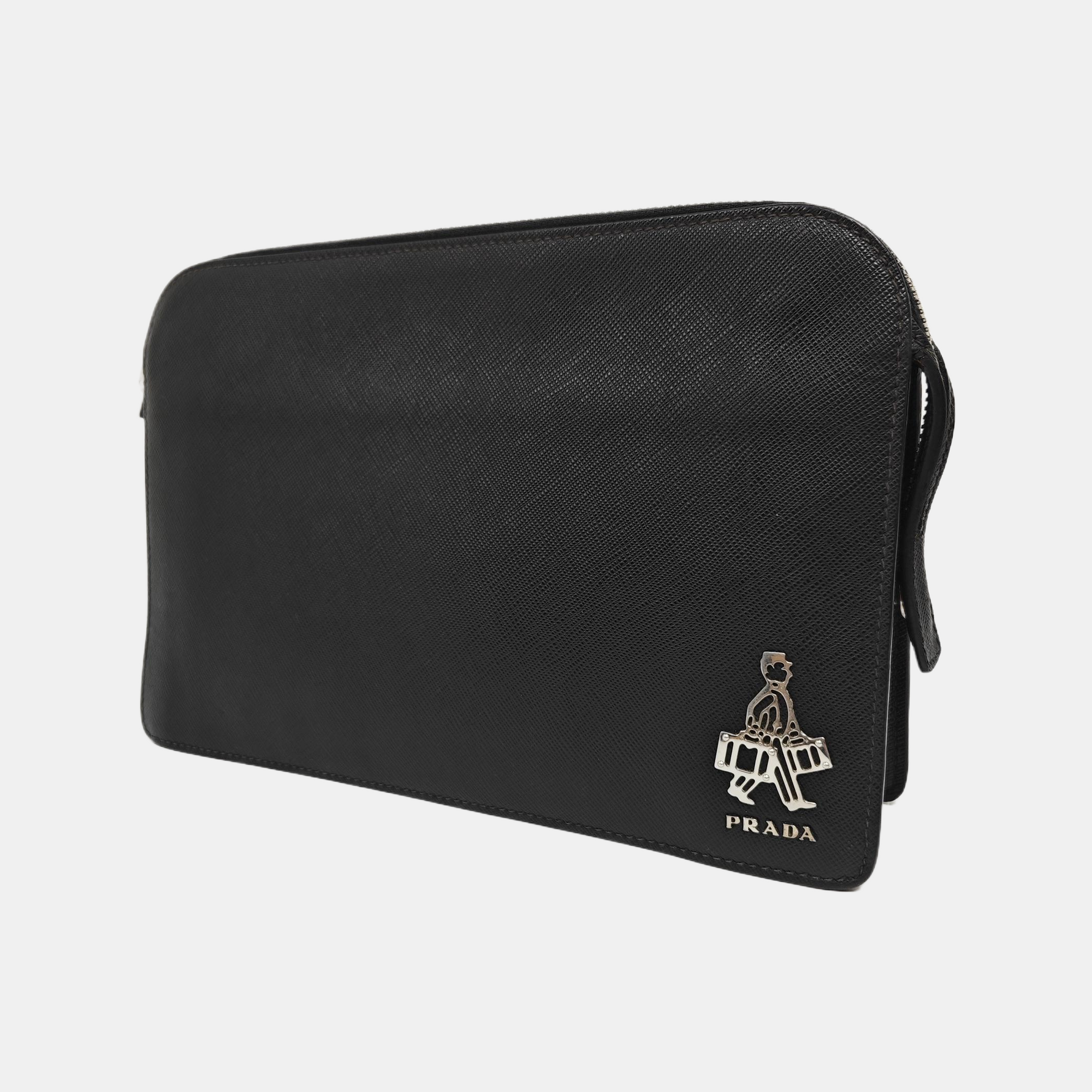 Saffiano Calfskin Clutch Black