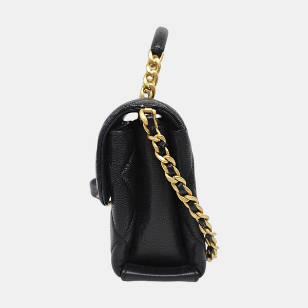 Carry Me Mini Quilted Grained Calfskin Black