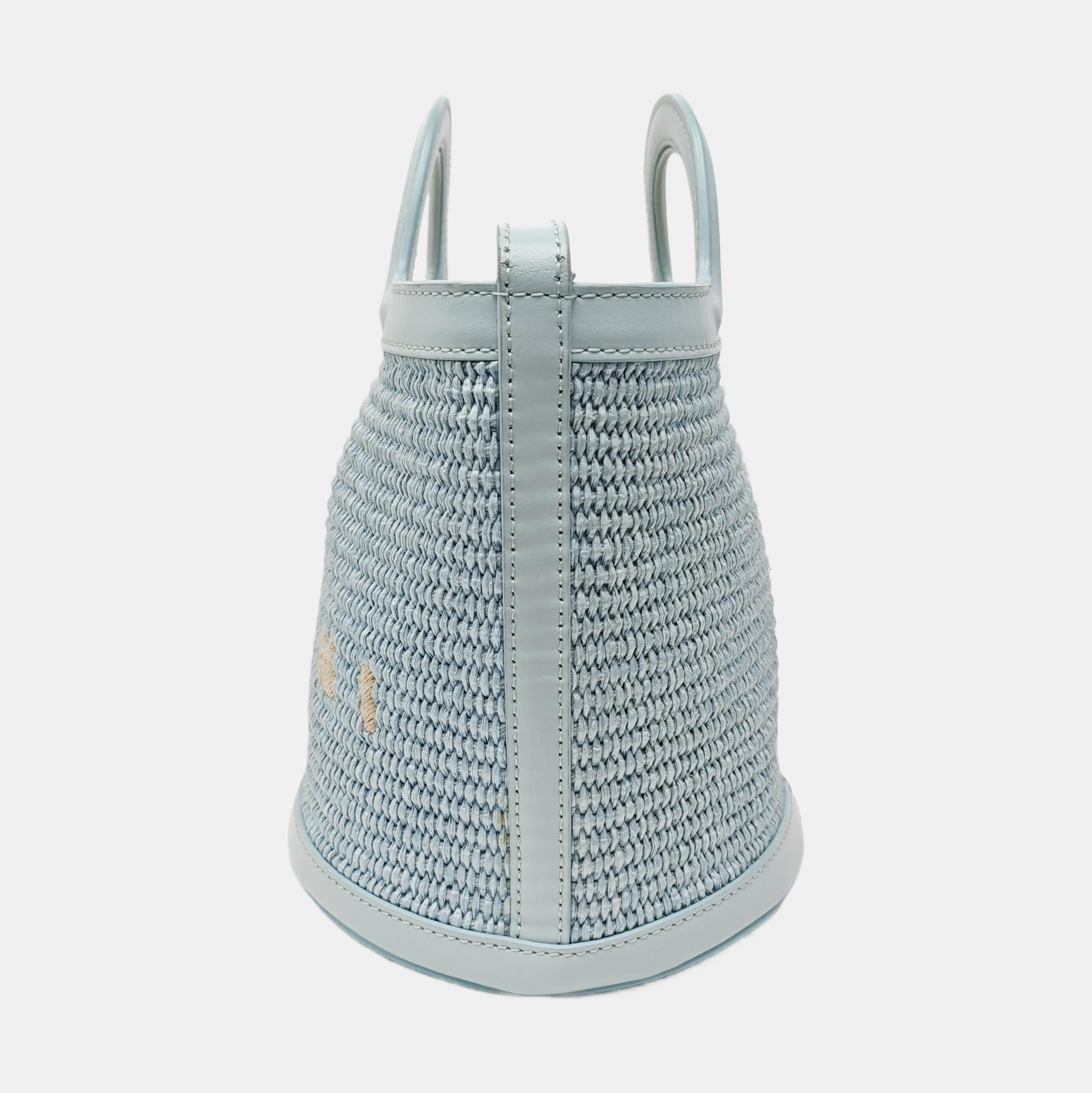 Straw Bucket Bag Blue